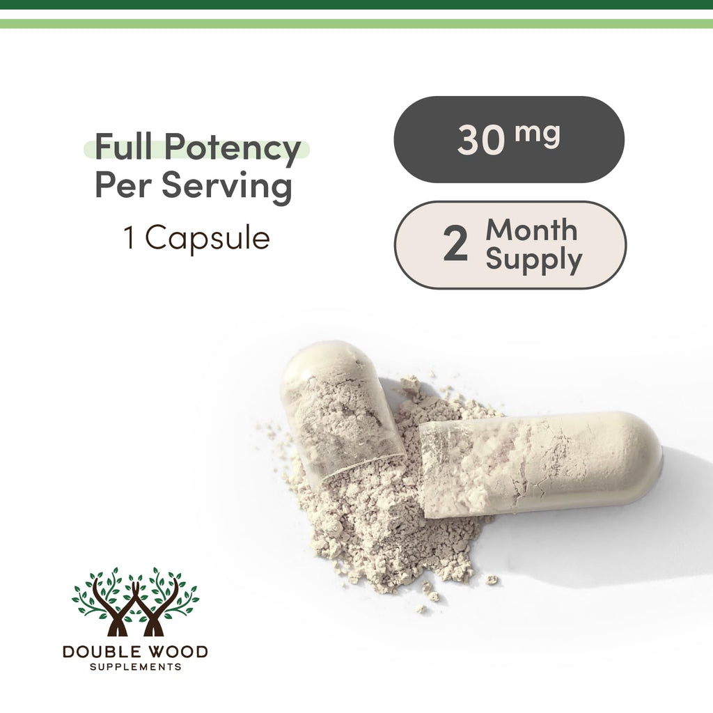 Ergothioneine Supplement (EGT) 30mg of Pure, Plant-Based L-Ergothioneine Per Capsule, 60 Count (May Support Longevity and Healthy Aging) Non-GMO, Gluten Free, Vegan Safe by Double Wood (Pack of 2)