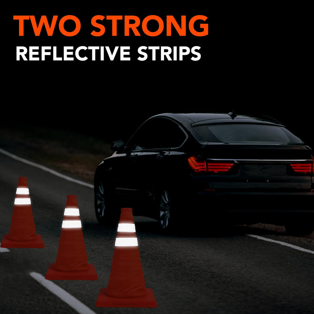 TENKAIWICK 18 Inch 6 Pack Traffic Cones,Collapsible Safety Cones,Multi Purpose Pop-up Cones with Reflective Collar,Orange Cones for Parking lot, Driveway, Driving Training etc