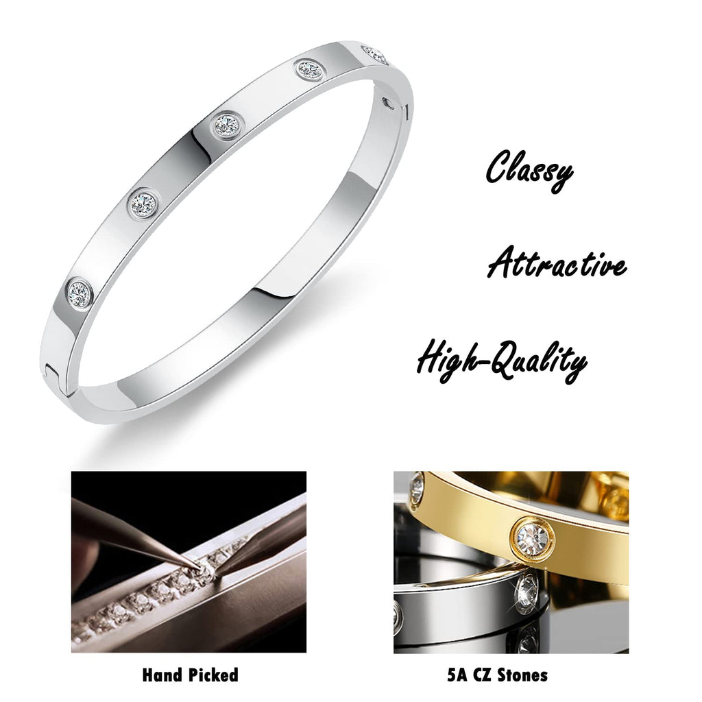 RIMRIVA Silver Bracelets for Women Trendy Love Bangle Friendship