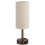 Touch Bedside Table Lamp with Memory - Stepless Dimmable Lamp for Bedroom, Small Nightstand Lamp with Dual USB Charging Ports and AC Outlet, Wood Night Light, Deak Lamp for Nursery (Beige & Brown)