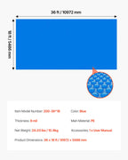 VEVOR Solar Pool Cover, 36 x 18 ft Rectangle Pool Bubble Cover, 8 Mil Pools Solar Blanket with Bubble & PE Material, Daytime Heat Absorption, Nighttime Heat Retention, Heat Retaining Solars Covers