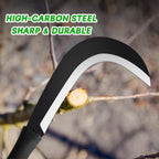 Billhook Sickle Garden Tools Machete Knife Brush Clearing Sickle Machete with Carbon Steel Blade Sickle Knife Billhook Machete Sickle for Grass, Harvest, Weeding Sickle Machete