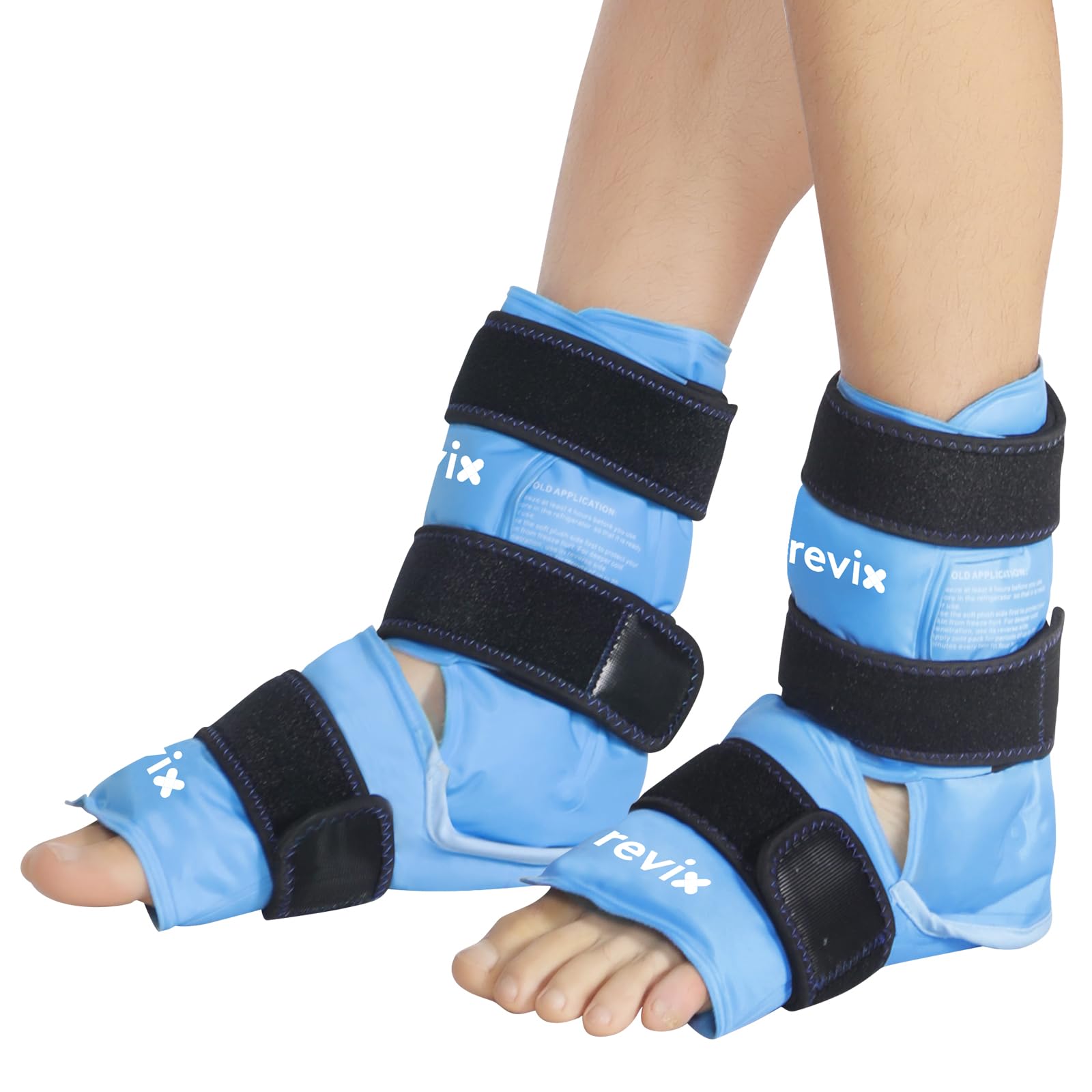 REVIX Foot Ankle Ice Pack Wraps for Discomfort, Reusable Gel Ice Wrap with Cold Compression Therapy, Plantar Fasciitis, Post-Workout Feet Recovery, Soft Plush Lining, 2 Packs