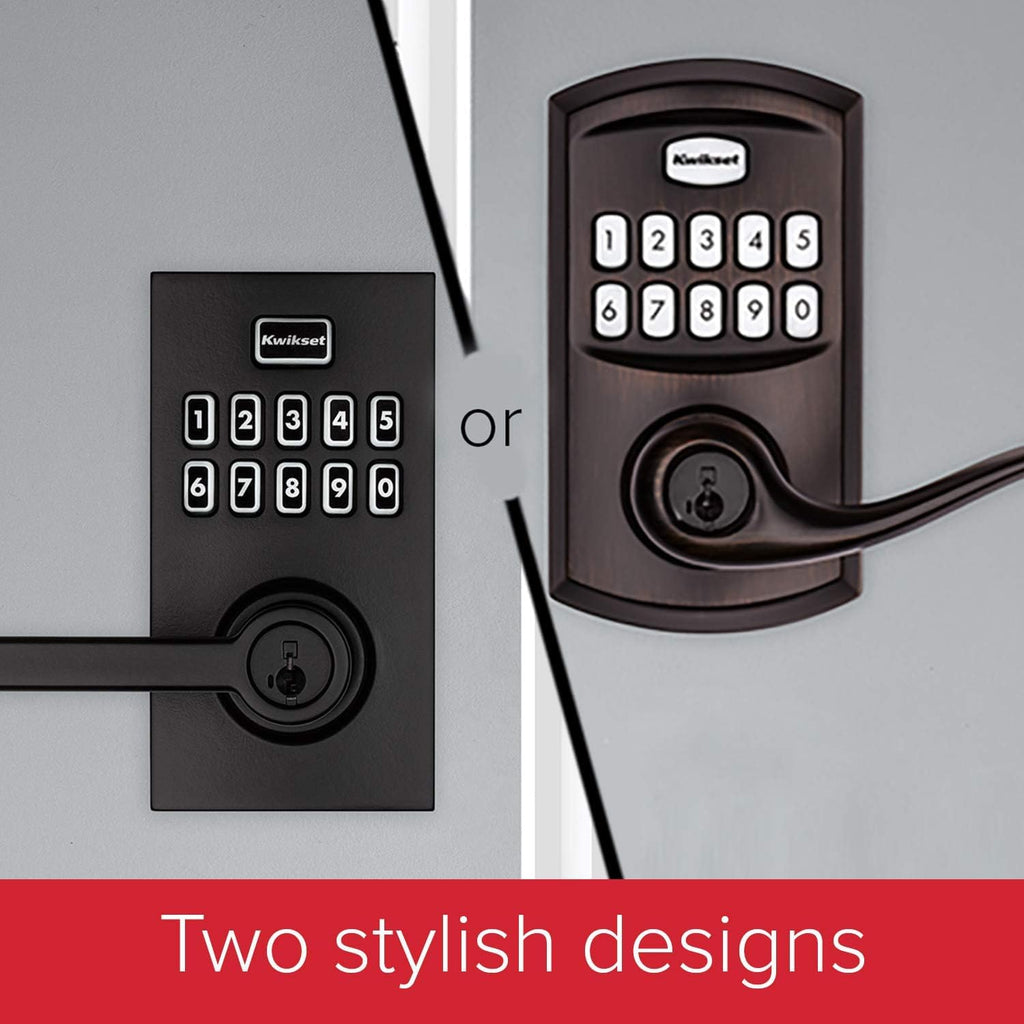 Kwikset SmartCode 917 Keypad Keyless Entry Residential Electronic Lever Lock Deadbolt Alternative with Halifax Door Handle, SmartKey Security, Matte Black Contemporary