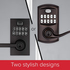 Kwikset SmartCode 917 Keypad Keyless Entry Residential Electronic Lever Lock Deadbolt Alternative with Halifax Door Handle, SmartKey Security, Matte Black Contemporary
