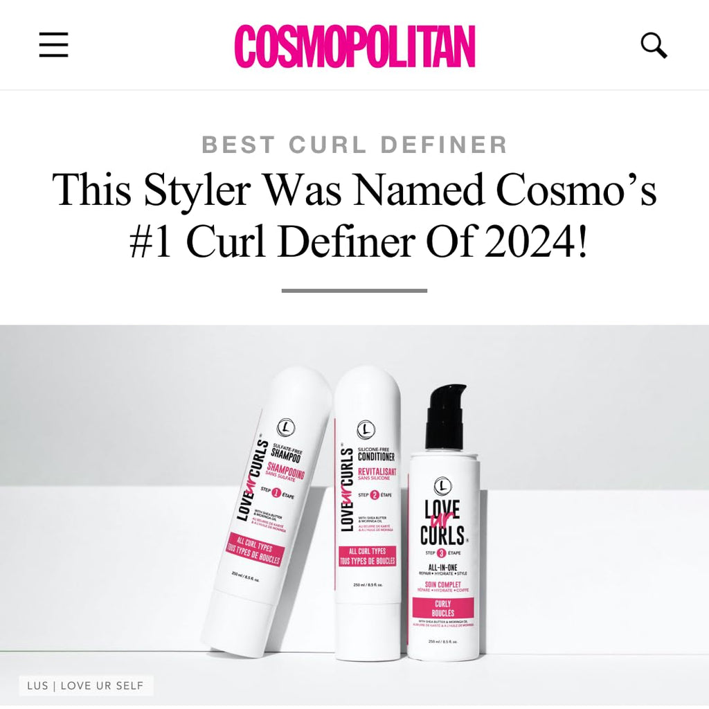 Love Ur Curls Fragrance Free Shampoo and Conditioner Set with All in One Curl Cream Styler for Curly Hair, 3 Step System to Repair, 200 mL
