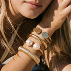 EZSONA Boho Gold-Tone Cuff Bangle Bracelet Set for Women - Chunky Waterdrop Irregular Wide Stackable Minimalist Jewelry