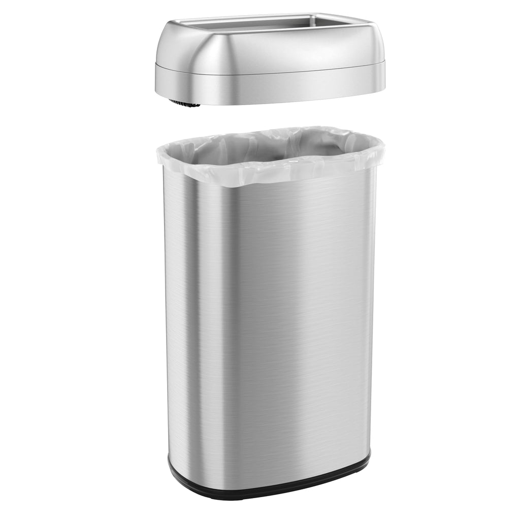 iTouchless 16 Gallon / 61L Open Top Commercial Trash Can | 2 Odor Filters