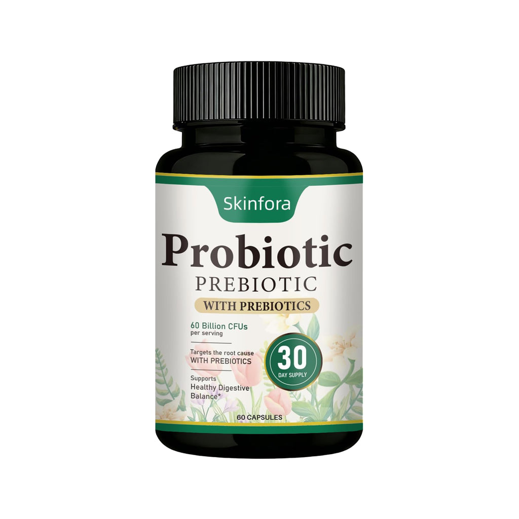 Probiotic Supplement for Skin & Gut Support, Daily Wellness Formula, Non-GMO, Vegan, 60 Capsules