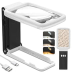 Coteck 15X Magnifying Glass with Light and Stand, Real Glass Lens, Rechargeable Foldable Handheld Magnifier, 3 Color Modes Dimmable Lighted Page Magnifier for Reading Fine Prints, Low Vision Seniors
