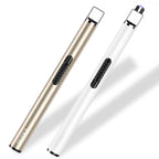 REIDEA Electronic Candle Lighter - USB Rechargeable with Security Lock, Windproof, Non-Slip Switch for Candle, Grill, Camping (Champagne Gold + White)