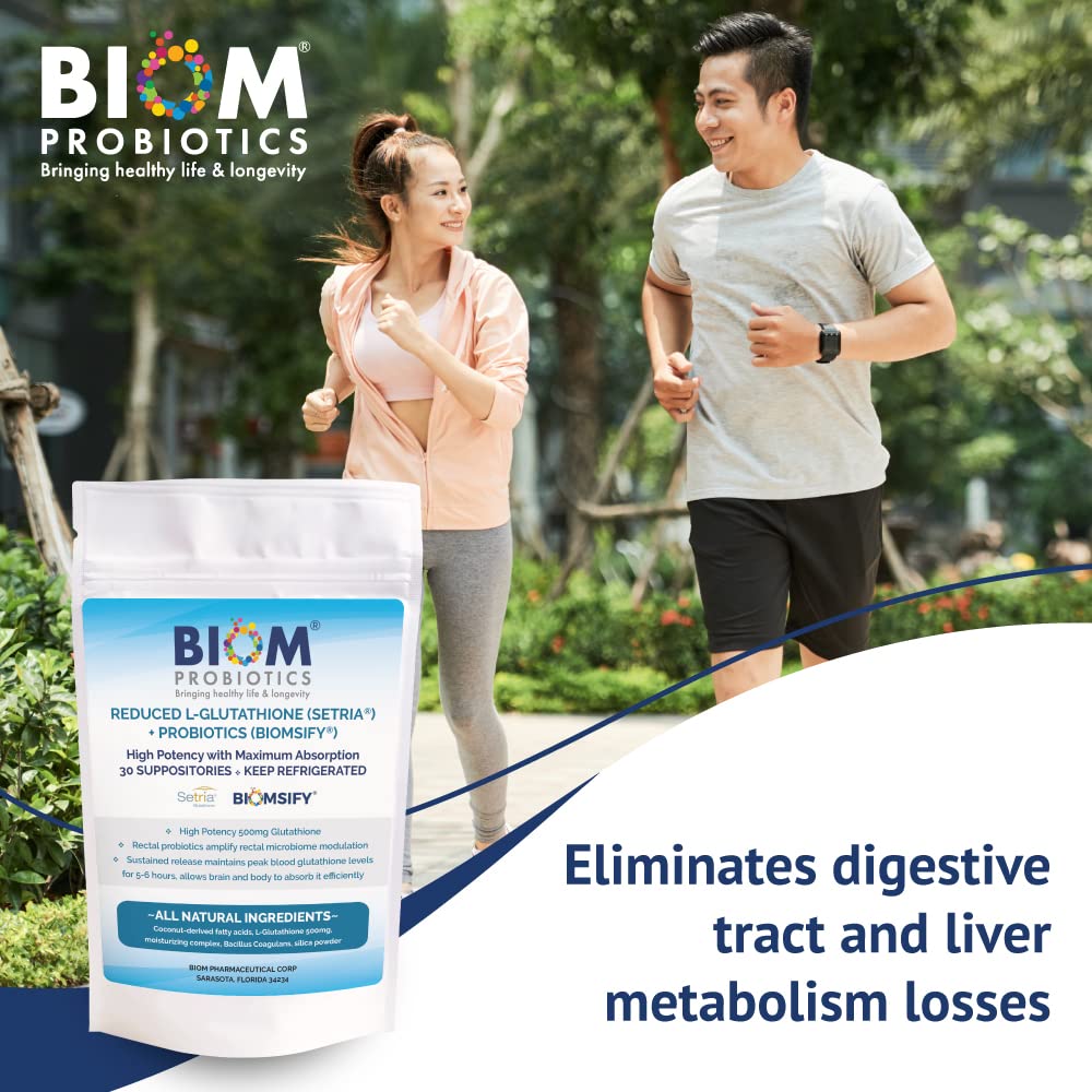 High Potency 500mg Reduced L-Glutathione (Setria Brand) + Probiotic Suppository. Maximum Bioavailable Glutathione Formulation with Powerful Antioxidants. Probiotic Complements the Formulation