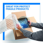 Bubble Cushioning Wrap Rolls, 3/16" x 12" x 72' ft Total [2 Rolls of 36 Feet] Perforated Every 12", 20 Fragile Stickers for Packaging, Shipping, Mailing