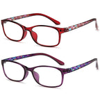 EYEURL 2 Pack Reading Glasses for Women Blue Light Blocking Computer Readers 1.50 Rectangular Frames Lightweight TR90 Anti Glare Eyestrain