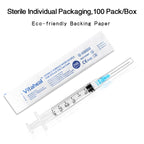 100 Pack 3ml with 23Ga 1.5 inch, Lab Supplies, Luer Lock, Individually Packaged