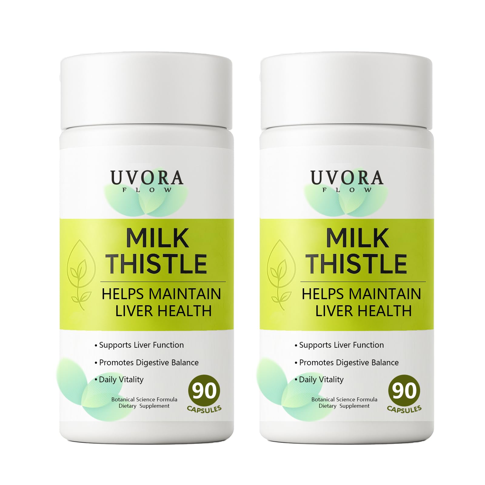 uvora Milk Thistle, Botanical Daily Wellness Formula with Turmeric, Inositol & Vitamin C, Vegetarian Capsules, 60 Count