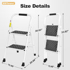 HBTower 2 Step Ladder,2 Step Stool for Adults Folding Step Stool with Cushioned Handle with Wide Anti-Slip Pedal Ergonomic Design