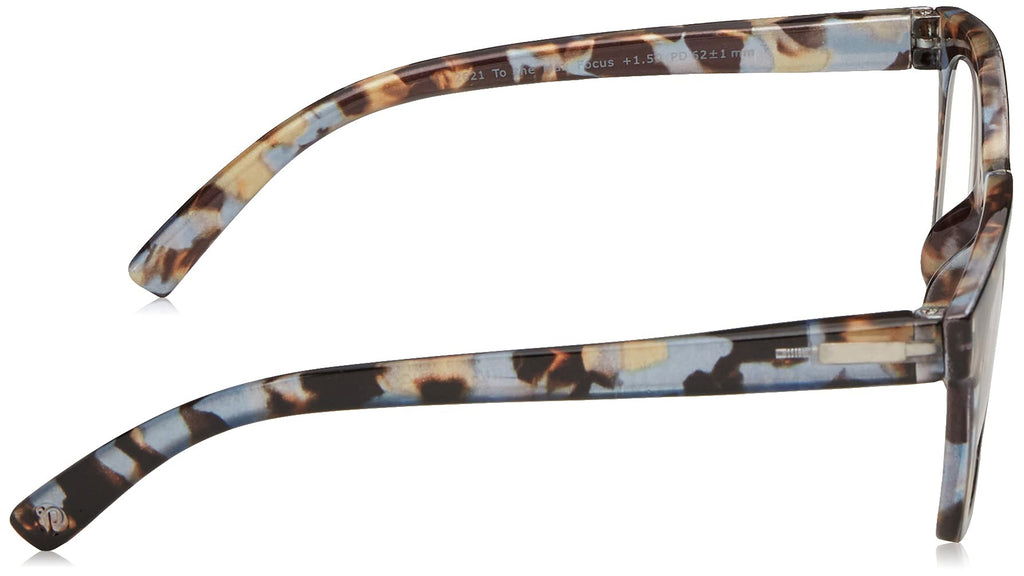 Peepers by PeeperSpecs Women's to The Max Square Light Blocking Reading Glasses, Blue Quartz, 49 + 1.25