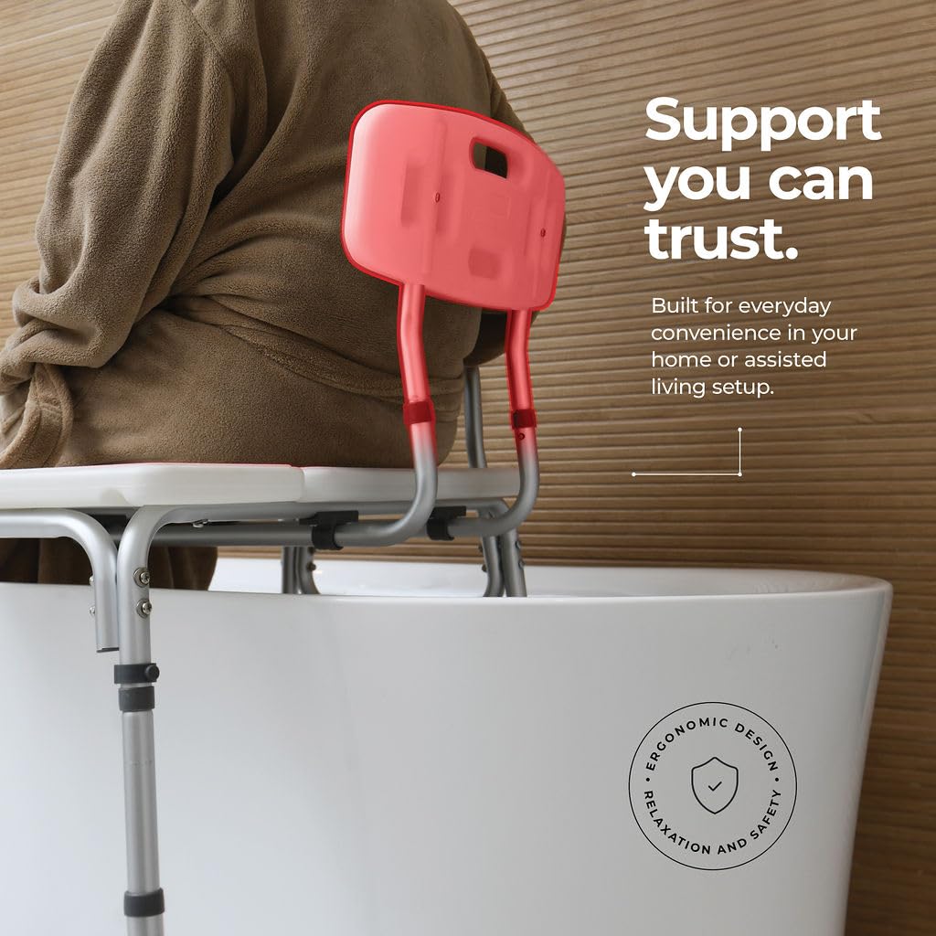 Medical King Transfer Bench MK7140 - Bathtub Shower Chair, Adjustable Height, Holds Up to 400 Lbs, White, Plastic