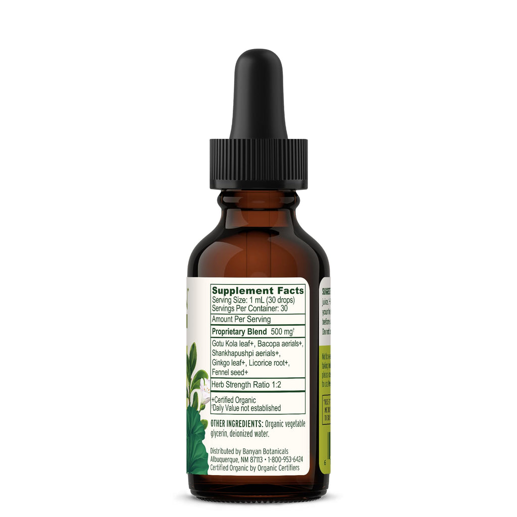 Banyan Botanicals Focus Liquid Extract – Organic Focus Supplement – Liquid Extract in Non-Alcoholic Glycerin – Nootropic Herbs for Fast-Acting Support* – 1 oz. – Non-GMO Sustainably Sourced Vegan