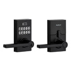 Kwikset SmartCode 917 Keypad Keyless Entry Residential Electronic Lever Lock Deadbolt Alternative with Halifax Door Handle, SmartKey Security, Matte Black Contemporary