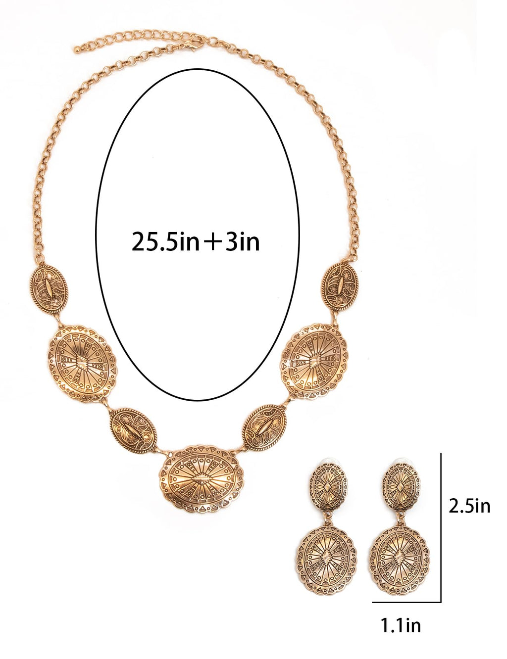 TOPACC Western Jewelry Set for Women Metal Vintage Western Necklace with Earrings Cowgirl Jewelry‌ for Country Concert Outfit