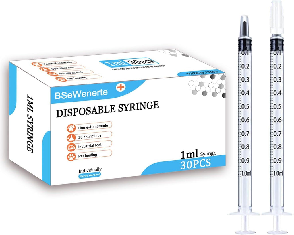 30Pcs 1ml Syringes with Cap Oral Dispenser Syringe