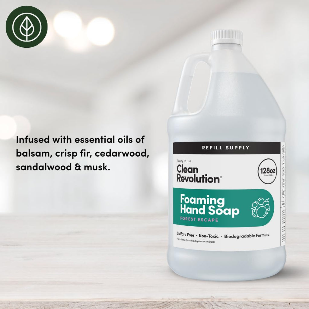 Clean Revolution Foaming Hand Soap Refill Supply Container, Ready to Use Formula, Forest Escape Fragrance, Gluten Free, 128 Fl. Oz