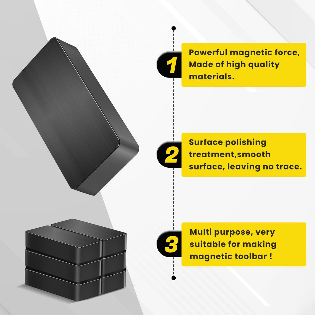 TRYMAG 12 Packs Ferrite Large Block Magnets, 1 7/8" x 7/8" x 3/8" Heavy Duty Industrial Rectangular Ceramic Magnets for Crafts, Fridge, DIY, Science and Cruises(Grade 8)
