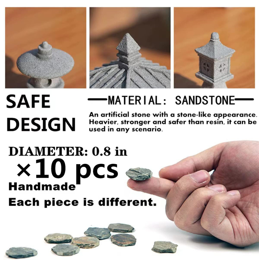 Sdeetesamjun Miniature Fairy Garden Decoration Set,3 Japanese Lantern,10 Stepping Stone Mini Fairy Decor for Garden & Patio Micro Landscape Yard Bonsai Decoration