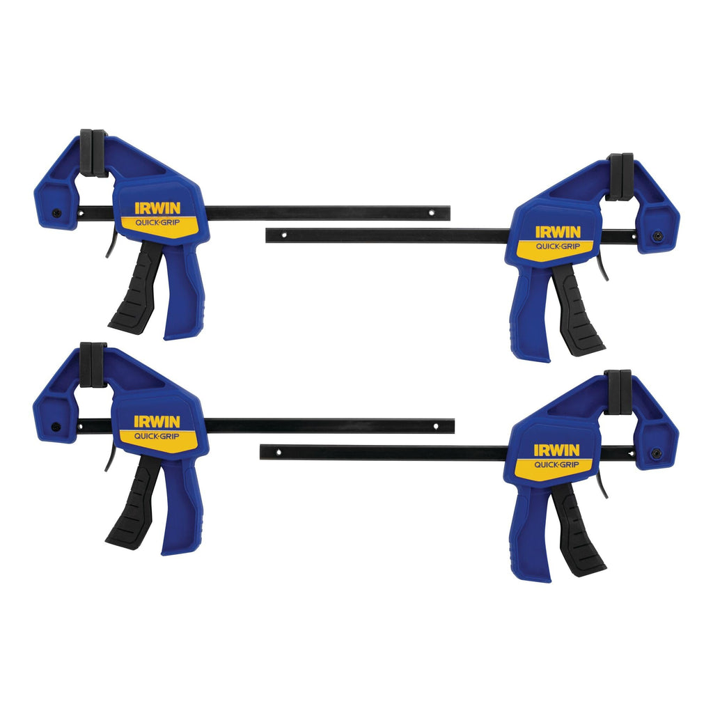IRWIN Quick-Grip 1964758 One-Handed Mini Bar Clamp 4 Pack, 6", Blue