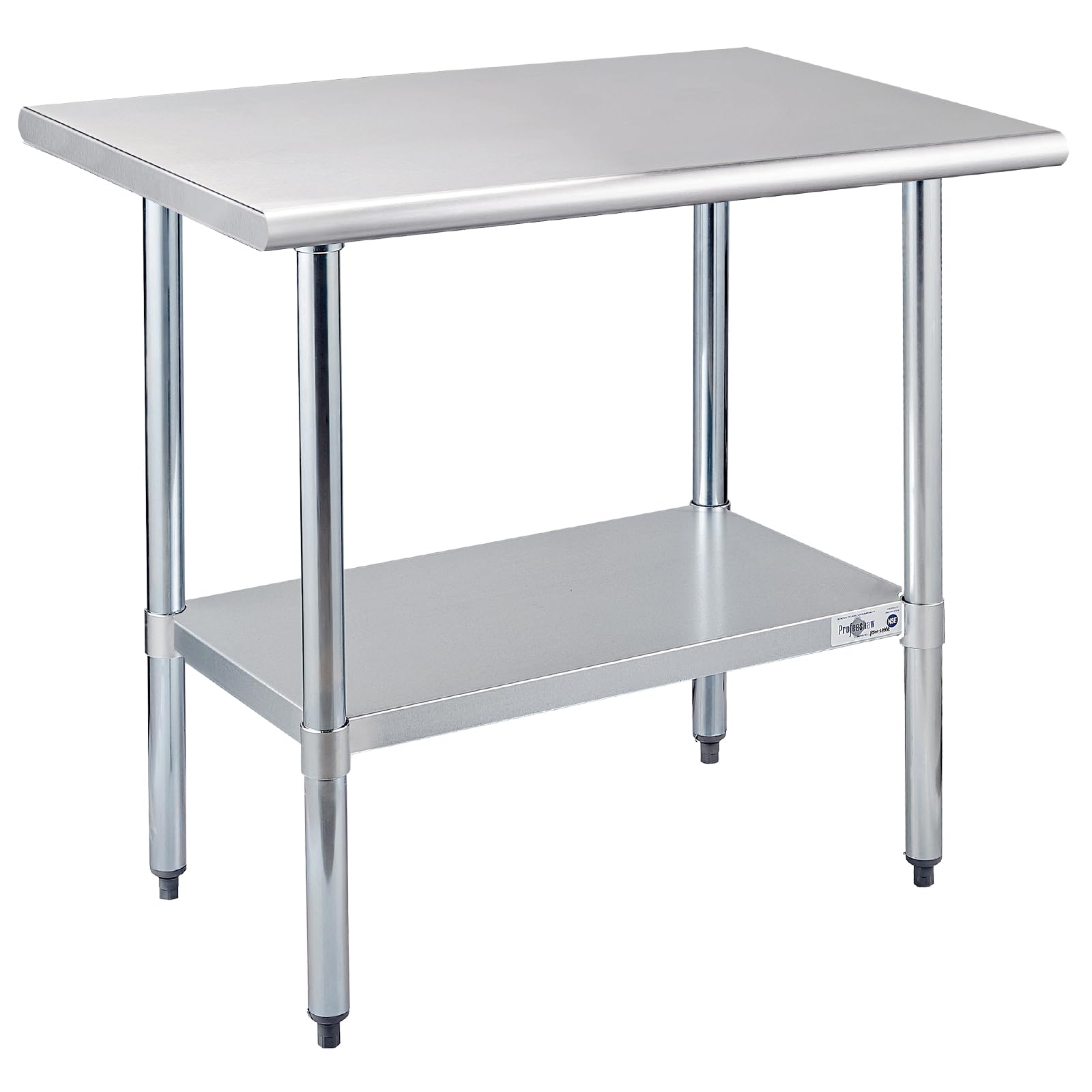 Profeeshaw Stainless Steel Prep Table 36x24 Inch NSF Commercial Work Table with Undershelf Heavy Duty Table for Kitchen Restaurant Home Hotel