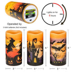 DRomance Halloween LED Flameless Pillar Candles Battery Operated with Timer