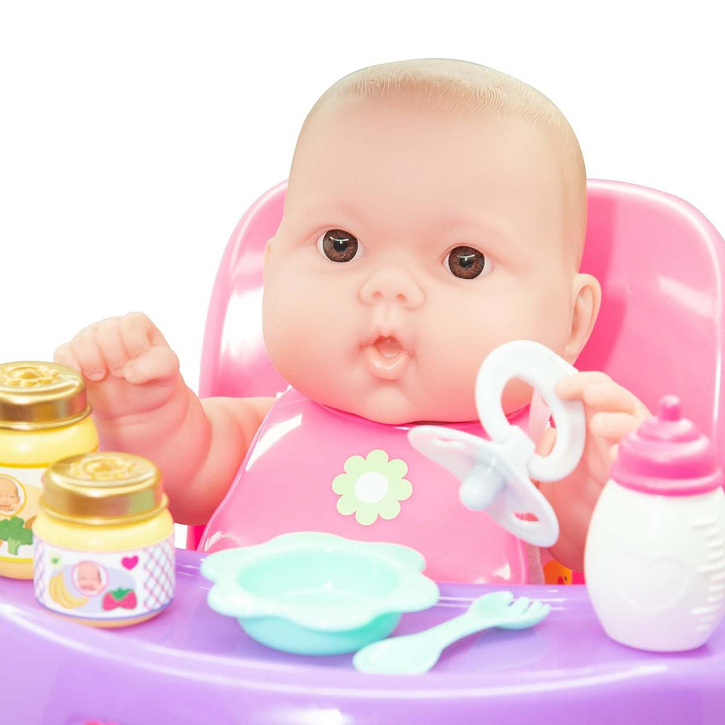 JC Toys - 14" Lots to Love Babies Doll and High Chair | Feeding Gift Set and Accessories | Posable & Waterproof | Ages 2+, Pink