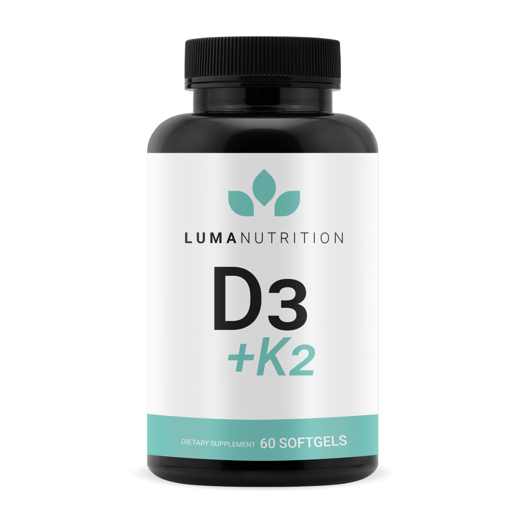 Luma Nutrition D3 + K2 Vitamin 10000 IU - Bone and Heart Health Supplement - Max Strength Immune Support and Calcium Absorption - 60 Softgels