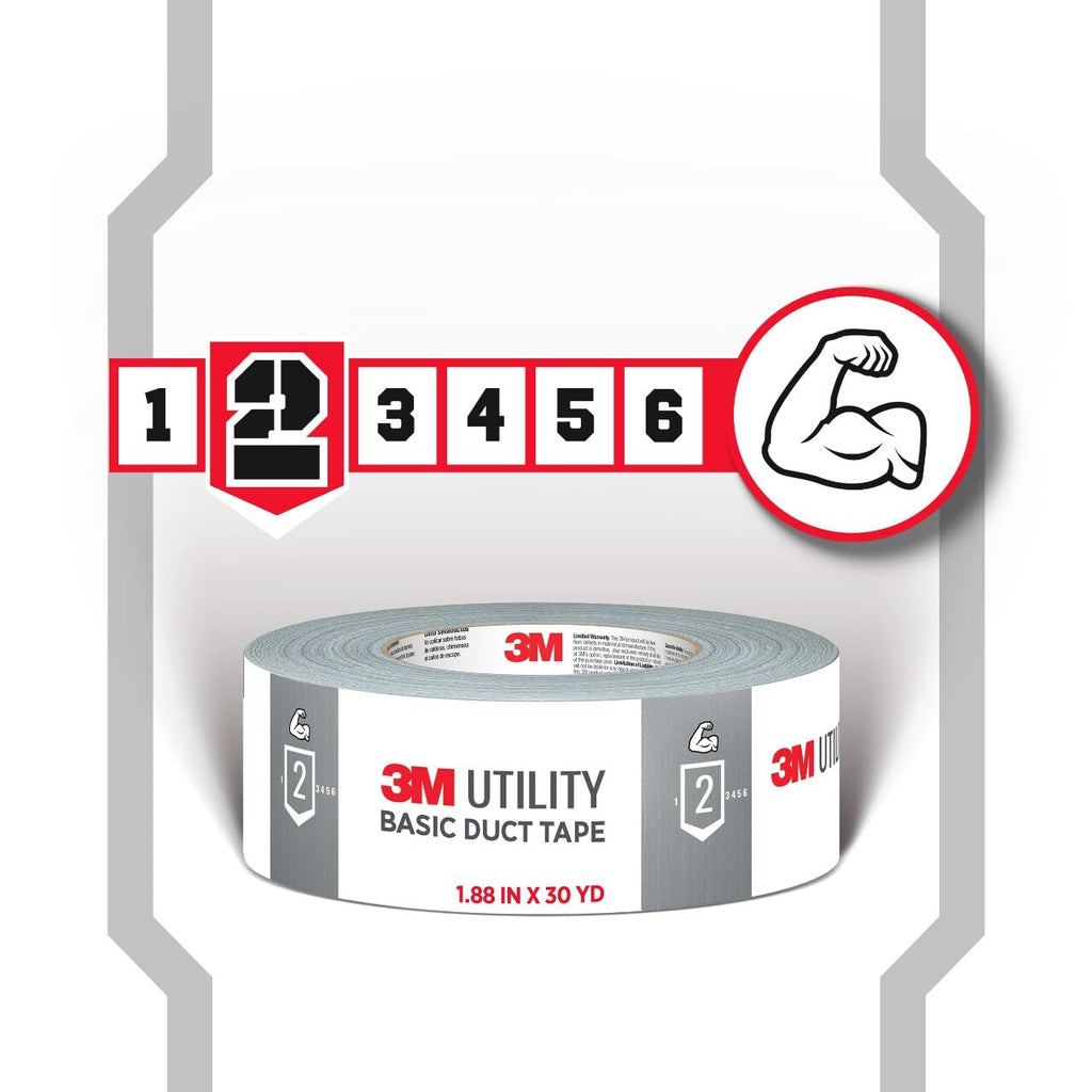 3M Basic Duct Tape, 1.88 in x 55 yd, 1 Roll, Hand Tear Silver Duct Tapes for Temporary Repairs, Indoor Use, Great for Bundle, Patch, Protect & Repair (1055)