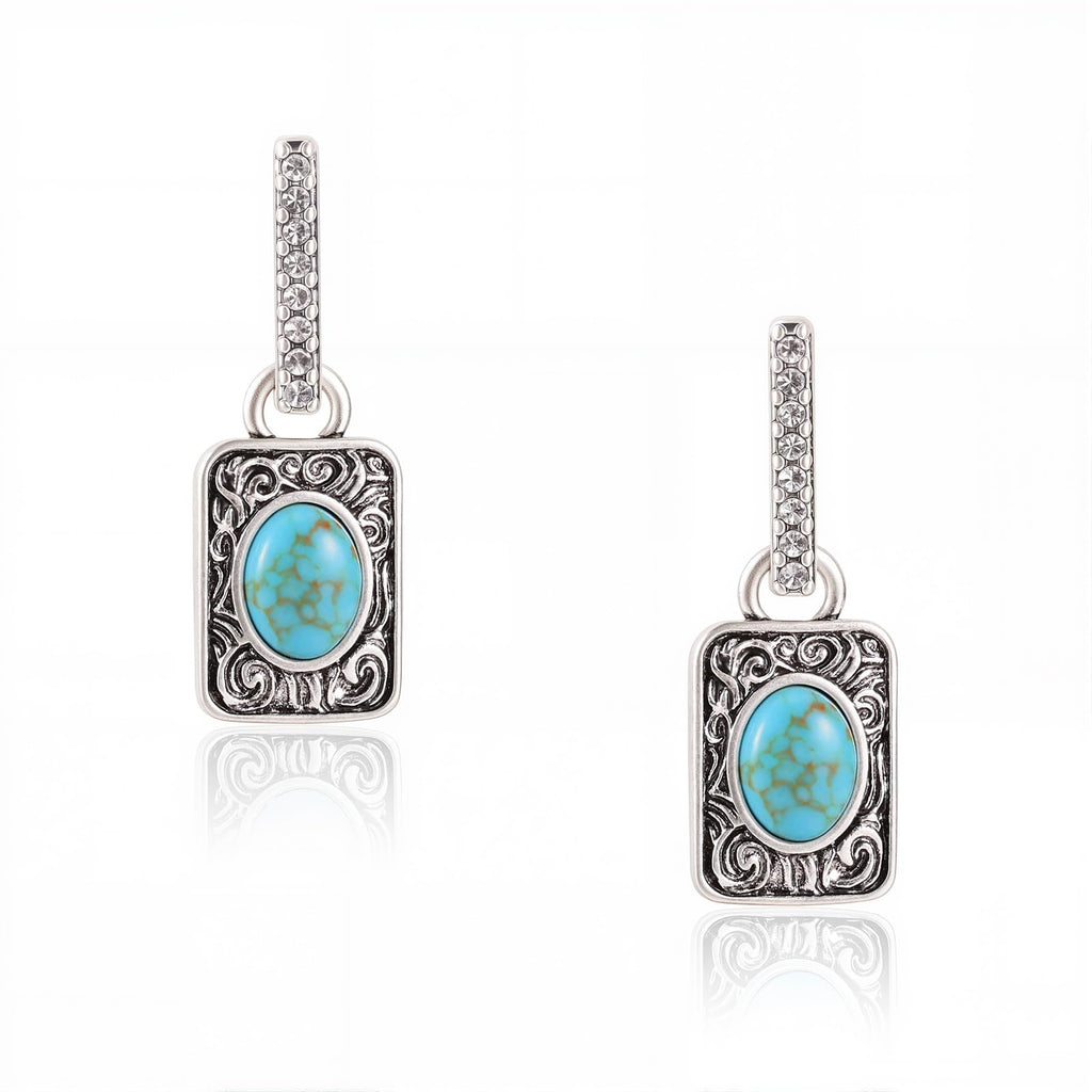 Wrangler Turquoise Jewelry for Women, Turquoise Earrings, Silver-Green