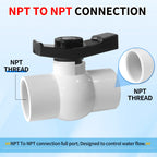 Boltigen 2 inch PVC Ball Valve Threaded, 2Pack Double Female NPT PVC Shut Off Valves with Full Flow Port, SCH40 Plastic Water Control Valve, for Swimming Pool, Agricultural Irrigation, Sewage Pipes
