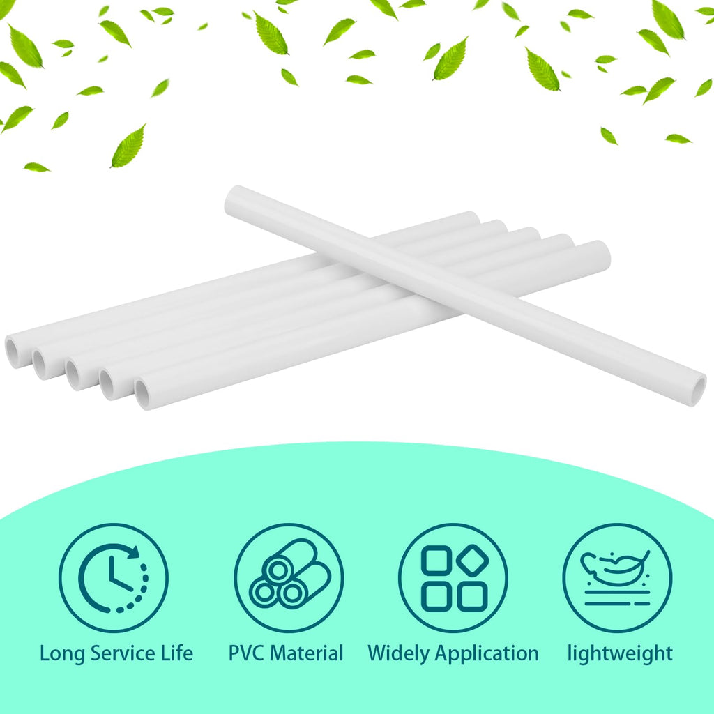 CKVIHAV 6Pcs 3/4 Inch PVC Pipe 17" Long Sch40 Industrial Pipes for Home DIY, Greenhouse, Garden, Farm, Workshop, Furniture Grade, White (0.75" x 17"L)