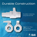 Blue Mano Upgrade 2-Way Ball Valve, 1.5" MIP x 1.25" MIP Pool Shut Off Valve, Direct Replacement for Hayward SP0729 Valve & Most Above Ground Pool Filter Systems