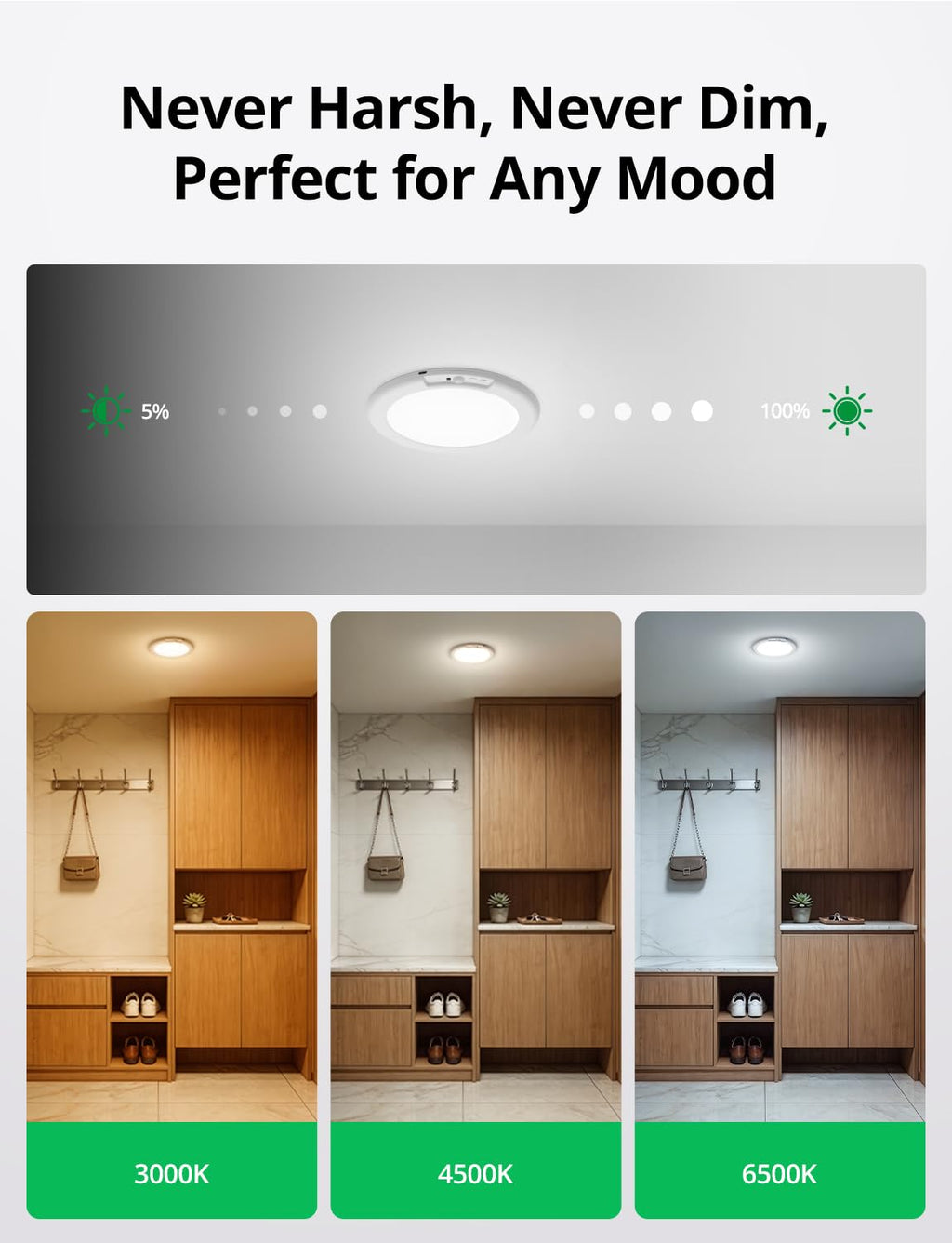 Bojim Wireless Waterproof Shower Light Rechargeable Motion Sensor Closet Ceiling Light, Magnetic Cordless Battery Powered Lights with Remote for Bathroom Stairs Shed