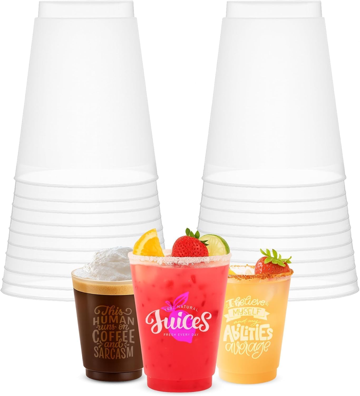 Concession Essentials – 16oz Frost Flex Plastic Cups – Shatterproof Reusable Drinkware for Parties, Weddings & Events – 25 Pack