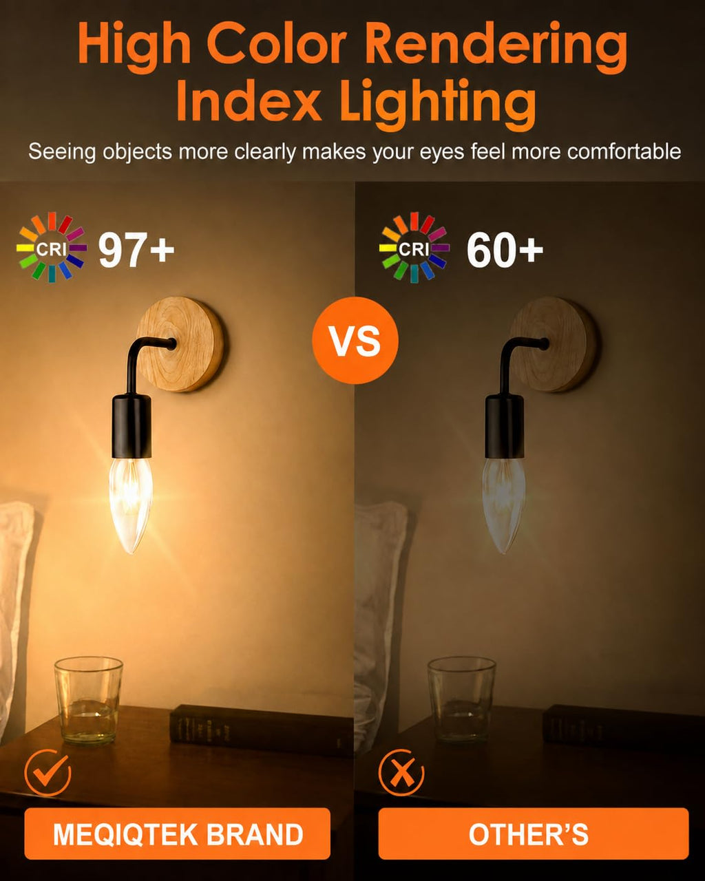 MEQIQTEK E12 60 Watt Incandescent Candle Light Bulbs, Chandelier Light Bulbs for Ceiling Fan, Vanity, Outdoor - Warm White 2500K, 600 Lumen Dimmable B10 Clear Candelabra Base Bulbs (12 Pack)