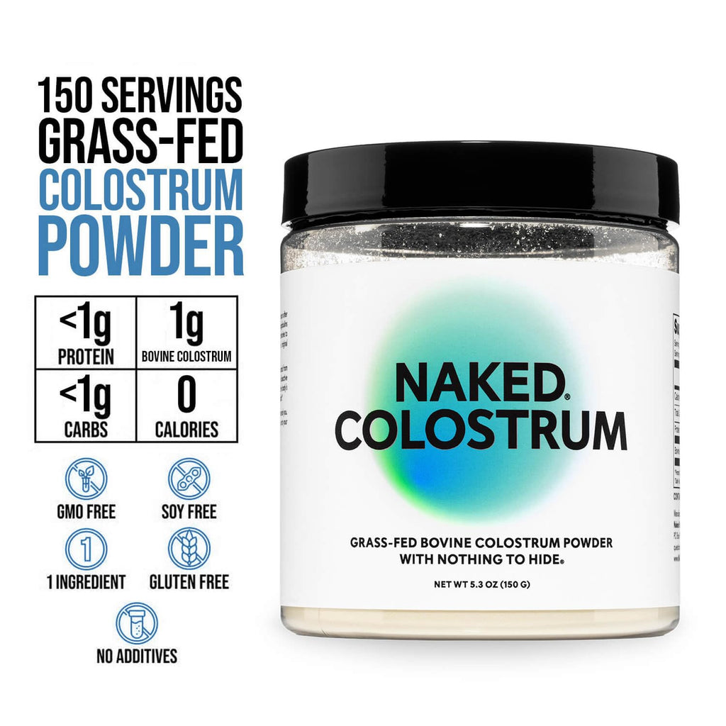 NAKED Colostrum Powder – 100% Grass-Fed Bovine Colostrum Supplement from US Farms | Tested at 20%+ IgG | Gut Health, Immunity, Recovery & Skin Support - 150 Servings