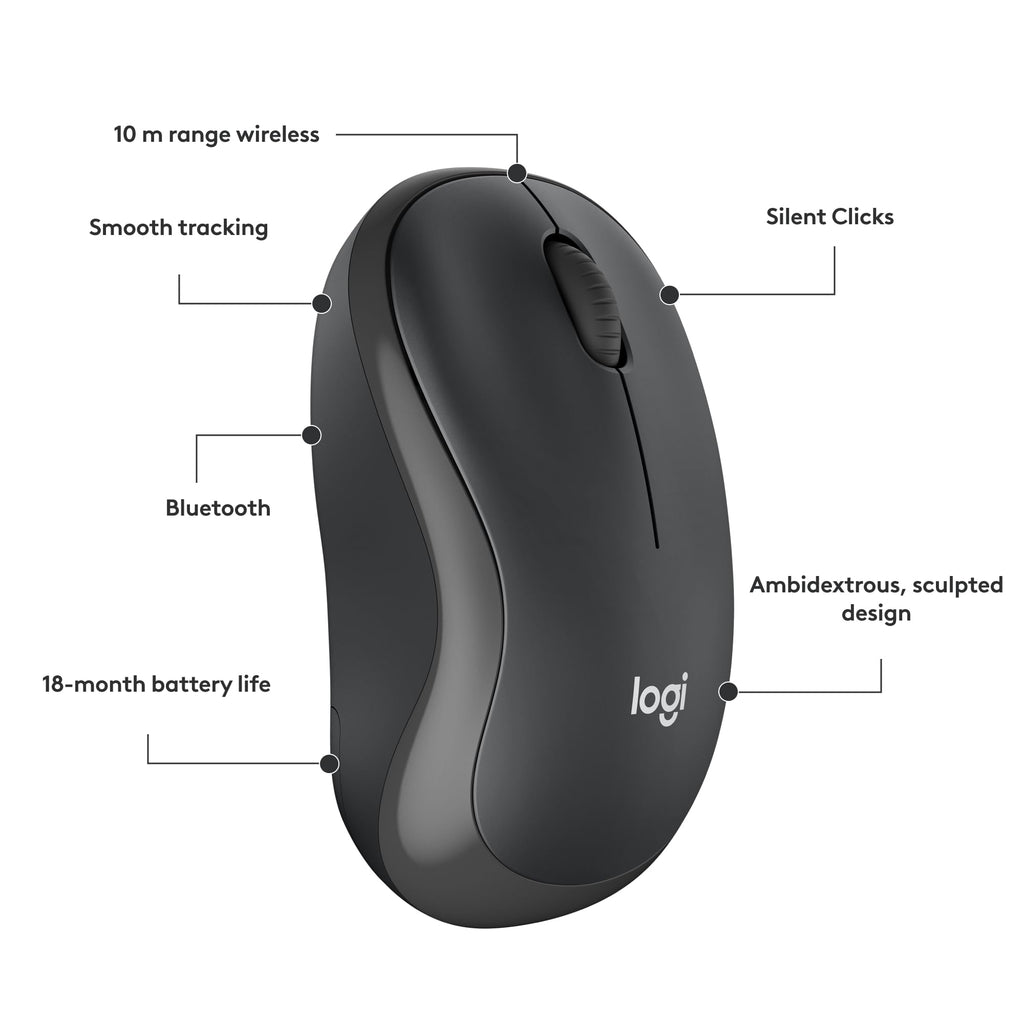 Logitech M240 Compact Silent Bluetooth Wireless Mouse - Graphite