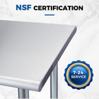Profeeshaw Stainless Steel Prep Table 36x24 Inch NSF Commercial Work Table with Undershelf Heavy Duty Table for Kitchen Restaurant Home Hotel