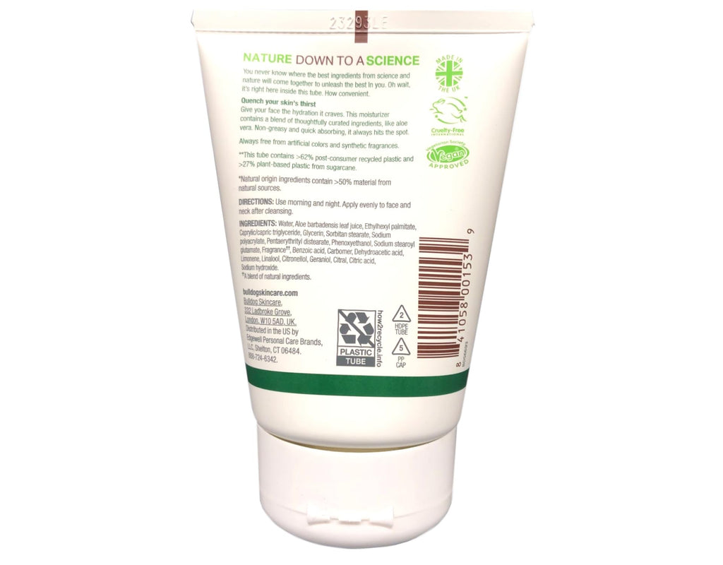 Bulldog Skincare Original Moisturizer For Men. With Aloe Vera, 3.3 fl. oz., (Pack of 2)