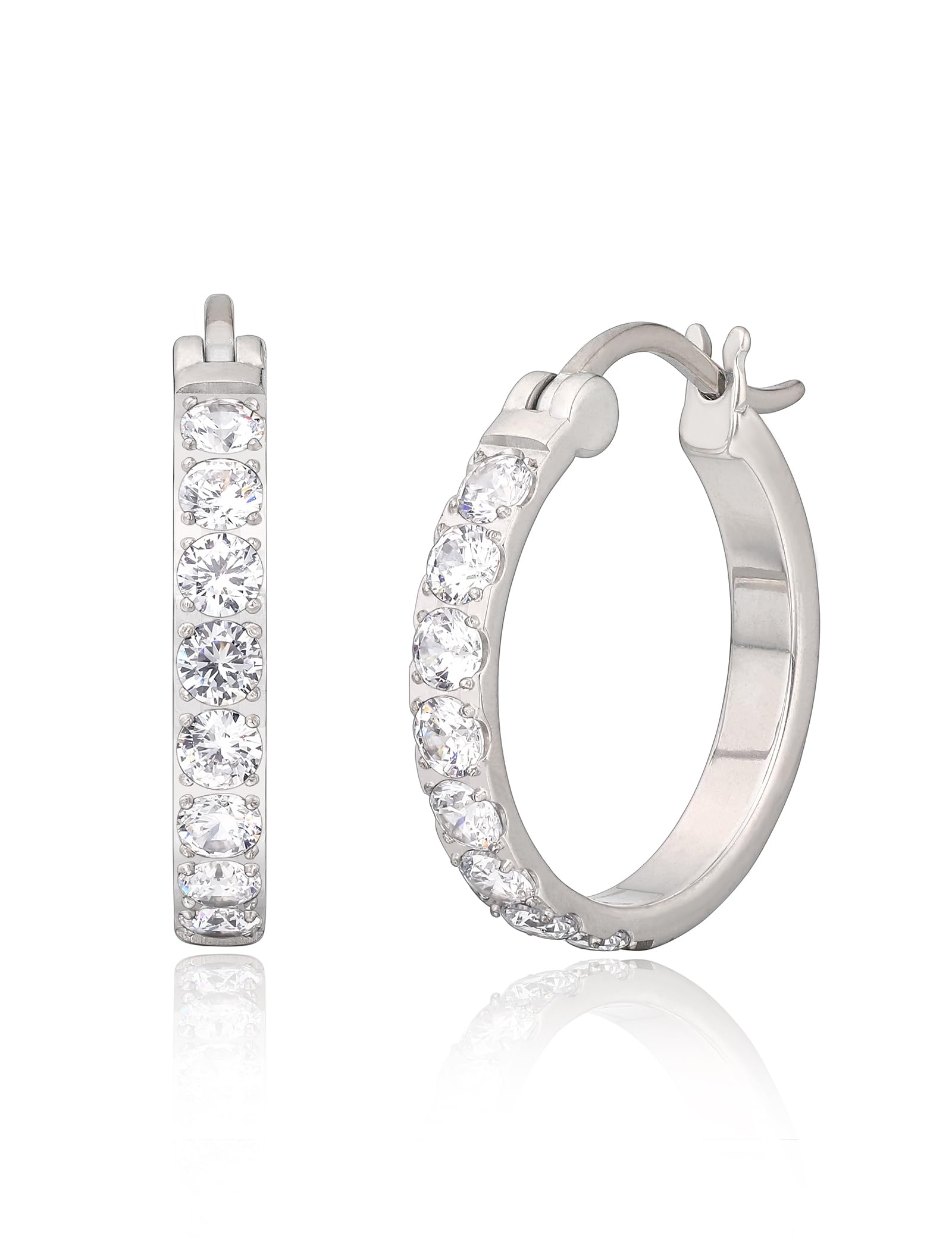 Limerencia G23 Pure Titanium Hypoallergenic Hoop Earrings, F136 Titanium Huggie Studs for Women Sensitive Ears (20 mm hoop silver)