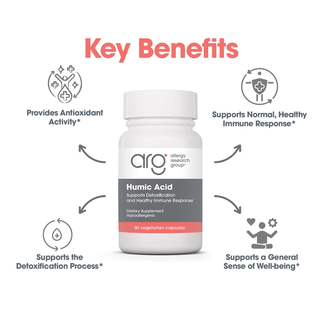 Allergy Research Group Humic Acid - Delivers 750 mg Humic Acid - Supports Detoxification & Immune Response - Membrane Active Formula - 30 Servings - 60 Capsules