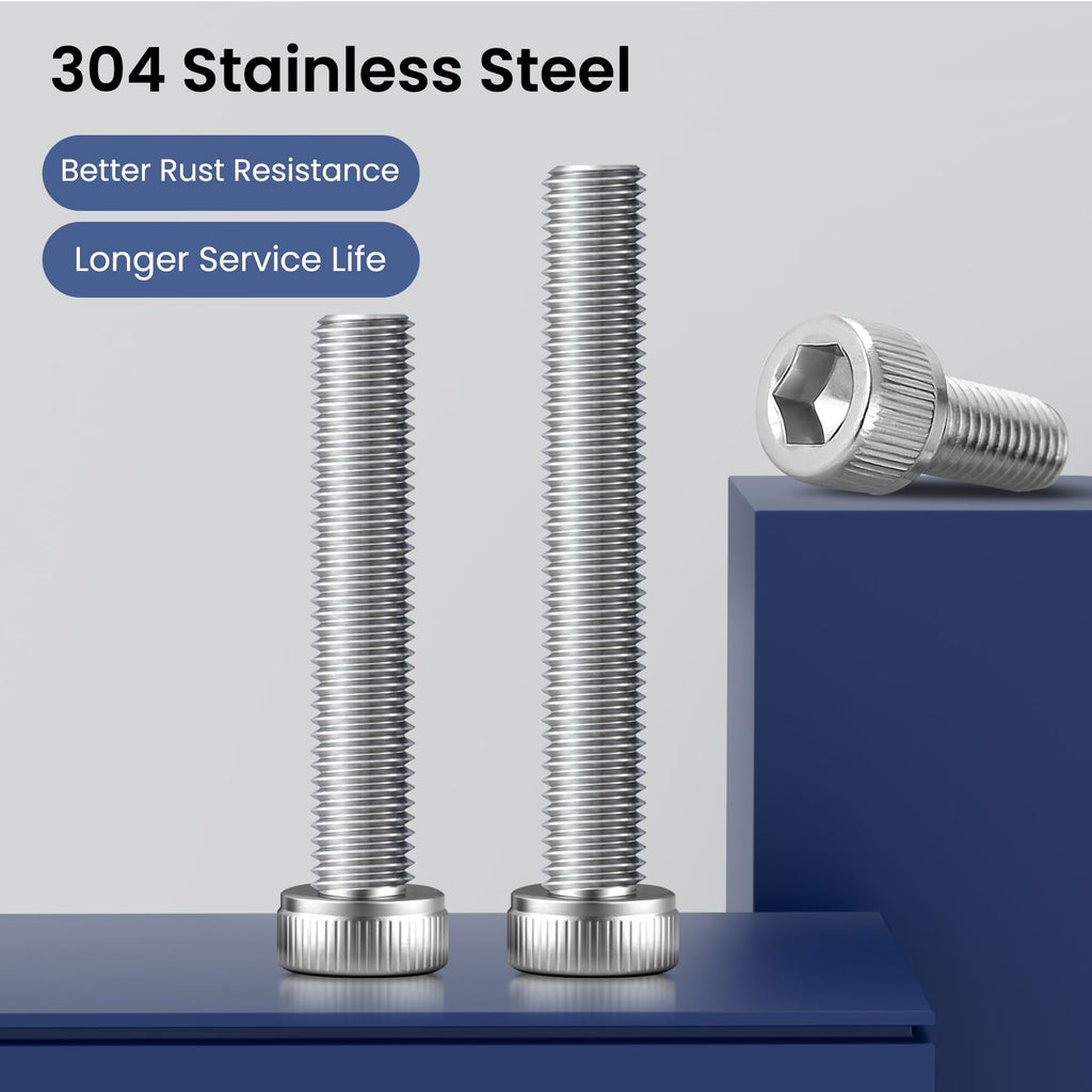 BNUOK 60pcs M3 x 60mm Hex Socket Head Cap Screws Bolts, 304 Stainless Steel 18-8, Allen Socket Drive,Bright Finish, Full Threads,with Hex Spanner